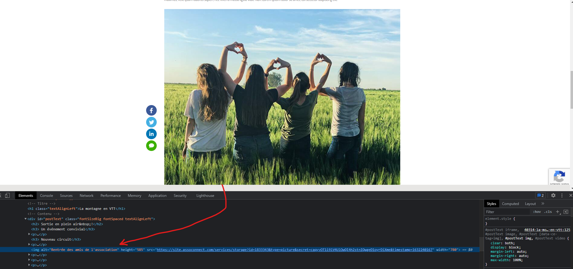Vier vriendinnen op de rug gezien in een veld, die hartjes maken met hun handen — afbeelding bij een artikel van een vereniging op AssoConnect