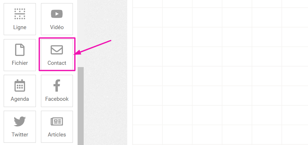 Contact block dragged and dropped onto the editing grid of a custom page