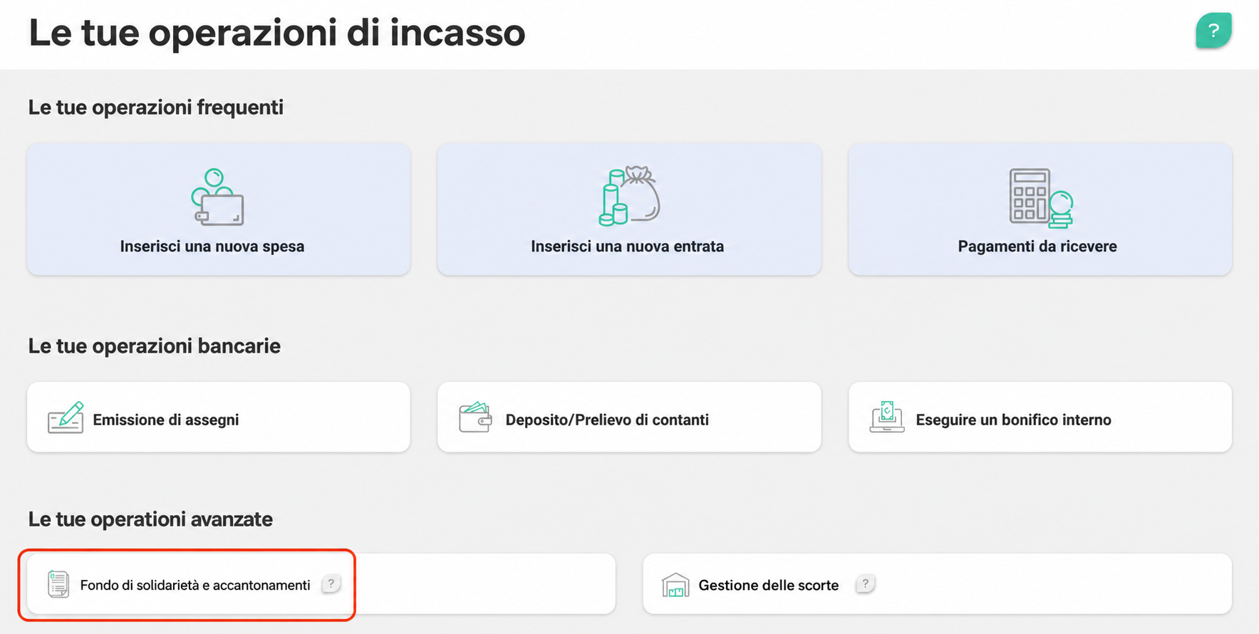 Page « Vos opérations de saisie » dans AssoConnect, avec la tuile « FNP & provisions » mise en évidence dans la section Opérations avancées.