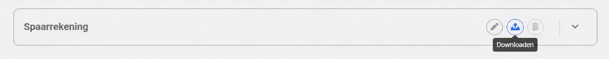 Regel « Spaarrekening » met de knop « Dearchiveren » gemarkeerd via een tooltip