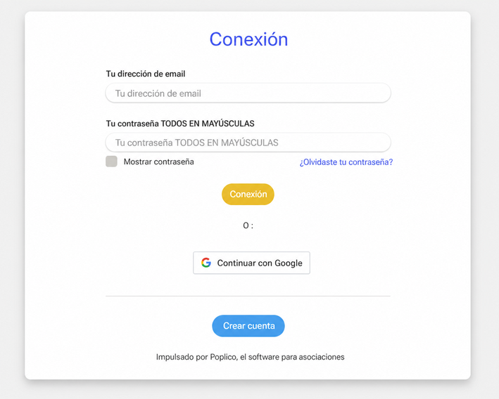 Interfaz de la ficha de perfil con la información personal del socio disponible para editar